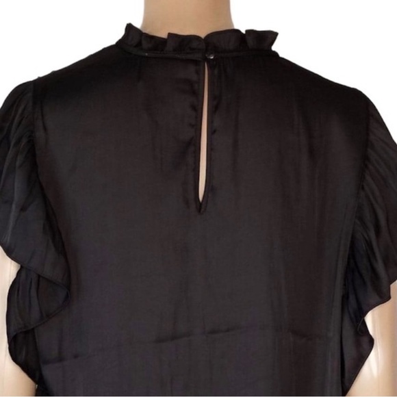 NWOT Joie Flutter Sleeve Shirred Bodice Ruffle Neck Pleated
Black Top - Picture 2 of 5